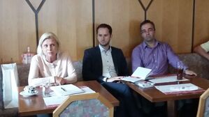 Hilde Mattheis (MdB), Leon Hahn und Christian Gospodarek